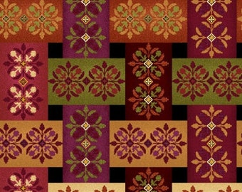 Plaid Fabric - Fall Medallion Fabric - Fall Festival by jennifer Brinley - Studio E - 4264 91 Black - Priced by the 1/2 yard