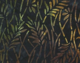 Brown Batik - 22232 428 Blue/Brown Delicate Leaves - Overlapping branches - Wilmington Echoed Angles - Priced by the half yard