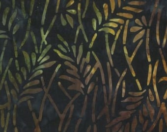 Brown Batik - Delicate Leaves - Overlapping branches - Wilmington Echoed Angles -  22232 428 Blue/Brown - Priced by the half yard