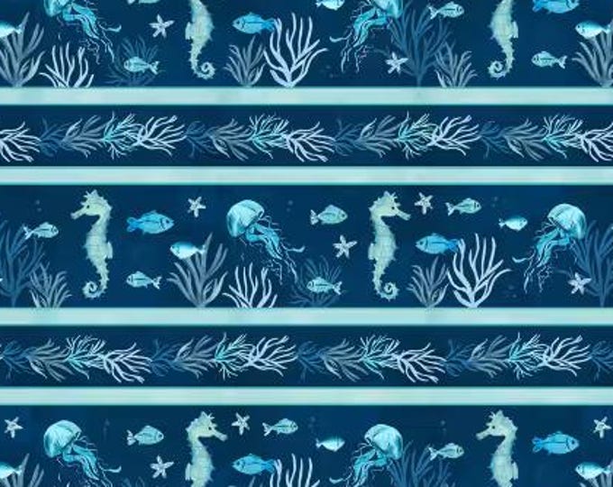 Featured listing image: Underwater Wonders - Sea Life Border Stripe 36290 474 - Priced by the half yard