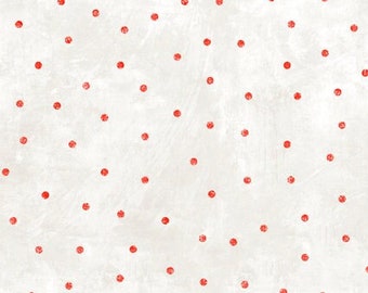 Time for Hot Cocoa Fabric by Conrad Knutsen for Wilmington - Pin Dot Fabric - 30527 113 - White Red - Priced by the Half Yard