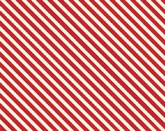 Wilmington Fabric - Peppermint Parlor - Diagonal Red Stripe - 27641 233 - Priced by the half yard