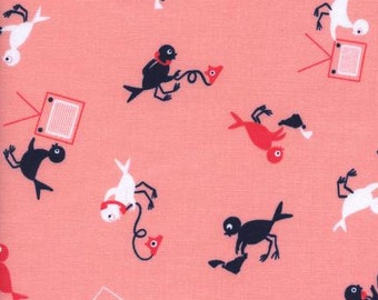 Cotton and Steel - Hello Bird fabric - Rotary Club by Cotton and Steel - 3032 3 Pink Peach - priced by the half yard