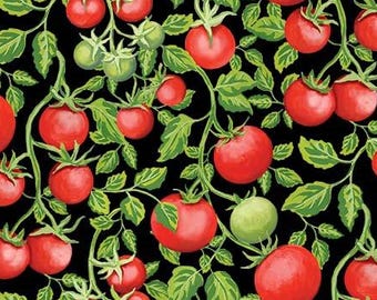 Michael Miller - Tomato Vine  DDC12896 Black - Priced by the half yard