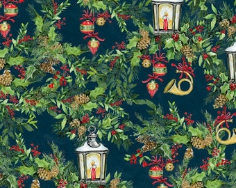 Winter Hollow 39744 143 by Susan Winget - Lantern Greenery - Wilmington Prints - Priced by the half yard