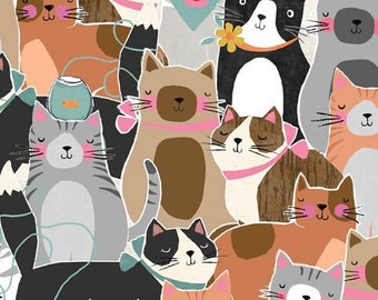 Wilmington Prints - Purrfect Partners - Packed Cats - Anne Rowan - 68559 897 - Priced by the half yard