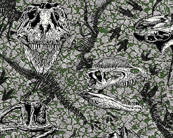 Jurassic Fabric -  5JUR1  Dinosaur Fossil Bed - T-Rex Fabric - In the Beginning Fabric - Priced by the half yard