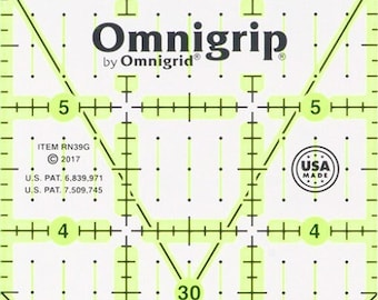 OmniGrip RN39G  OmniGrid - Rectangle Ruler with Hexagon markings  - Non Slip Green Surface 3-Inch x 9 Inch Acrylic