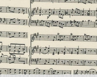 Sable Swan Ecru 7447 11 Sheet Music Novelty Music Notes - Cathe Holden for Moda Fabrics - Priced by the half yard