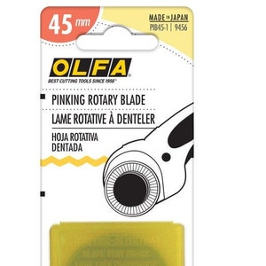 Olfa Pinking Rotary Cutter Blade - High Quality Blade - Replacement Blade 45mm  - single pack with storage case