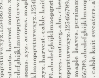 Pumpkins Blossoms - Fig Tree & Co for Moda - Vanilla Charcoal Words 20425 27 - Priced by the half yard