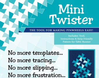 Mini Twister Template by Twister Sisters Designs - Fabric 4.5 inch squares or 2.5 inch strips - Acrylic Pinwheel Ruler 2.75 Inch