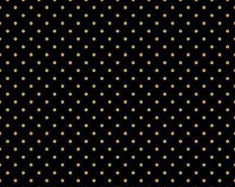 Swiss Dot - Riley Blake Basics - Gold Sparkle dots on Black - C670 110 - Priced by the half yard