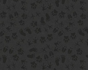 National Parks Legends - Foot Prints 13285 Charcoal Black - Riley Blake Fabrics - By Anderson Design Group - Priced by the half yard
