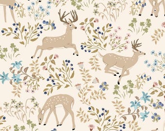 My Darling Deer - Darling Wheat 25981 - Poppie Cotton Fabric - Priced by the 1/2 yard