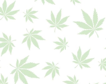 Leaf Glow in the Dark Fabric - Leaf Print Flannel - Camelot Design Studio Fabric 21172501BR-01 WHITE / GID - Priced by the 1/2 yard Flannel