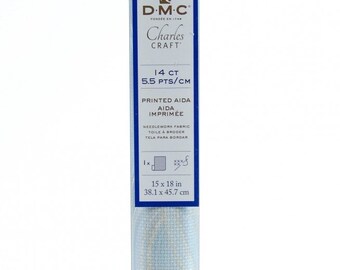 DMC Aida Cloth - Gold Standard - Printed - Precut 15"x18" - Sold by the Each - 1809 Blue Agate
