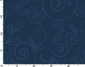 Cup of Cheer - Candy Scroll by Kimberbell Designs - Maywood Studio 10209 N Navy -  Priced by the half yard