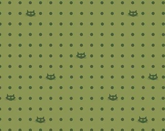 Riley Blake Mod Meow Dots - c10283 Olive - Priced by the half yard