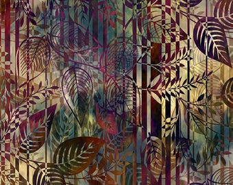 Falling Leaves 1FLS 1 Batik Style Leaves -  In The Beginning by Jason Yenter - Priced by the 1/2 yard