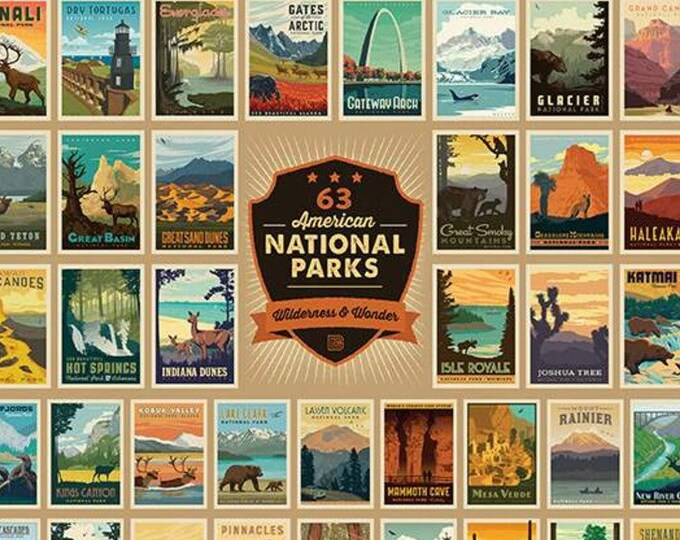 Featured listing image: Riley Blake National Parks (63) Fabric Oversize Panel of Posters - Wilderness Wonders (2022) Anderson Design Group - P9770 - 54"x72" Panel