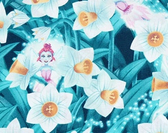 Pixies & Petals (glow) - Pixie Daffodil by Salt Meadow Studio for Henry Glass Fabrics - 188G-66 GID - Priced by the half yard