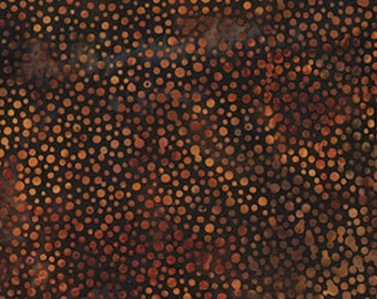 Hoffman Bali Dot Batik - 885 251 Kashmir - Chocolate Brown w/Amber Dots - Marbled Shading - Priced by the Half Yard