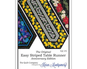 Easy Striped Table Runner Pattern by Karen Montgomery TQC272 - 60 Degree Table Runner - DIY Pattern - Optional Ruler sold separately