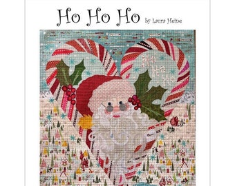 Santa Collage -Ho, Ho, Ho Collage 32"x36" -n Laura Heine - Applique Quilt - DIY Pattern Or Kit Option - full size reusable template