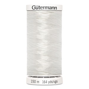 May include: A white spool of Gutermann thread with 150 meters or 164 yards of thread.