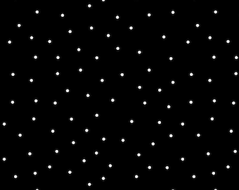 Kimberbell Basics - Pin Dot - 8210 J White on Black - Priced by the half yard