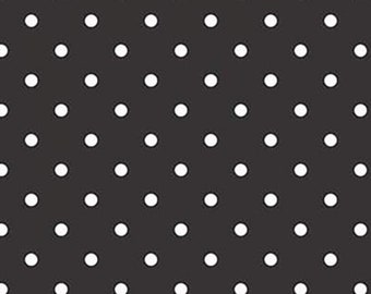 Swiss Dot - Riley Blake Basics - White dots on Black - C670 110 - Priced by the half yard