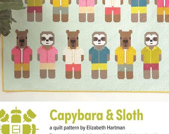 Capybara and Sloths Pattern - Elizabeth Hartman - Variable Size, Quilt Pattern