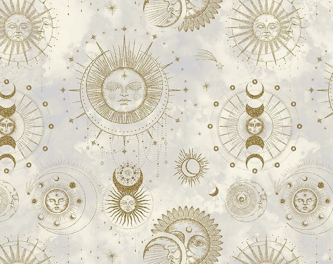 Featured listing image: In the Beginning Jason Yenter - The Sun The Moon & The Stars - Astrology Toile Sun  Moon Phases - 11SMS 1 Cream - Priced by the half yard