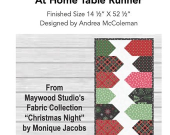 At Home Table Runner  TTN-119  by Andrea McColeman The Tipsy Needle - Paper Pattern DIY Project - Finishes 19-inch x 53-inch