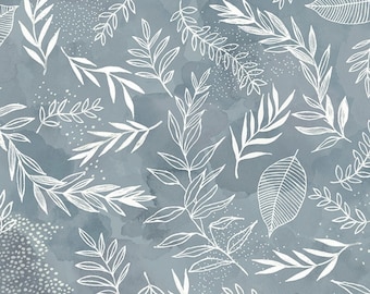 Serene Nature Sprigs - Laura Horn P&B Textiles - 5099 SB Gray - priced by the half yard
