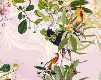 Tropic Walk - Flora & Fauna Champagne Blush - 5445H 201 - Hoffman Fabrics - Priced by the half yard