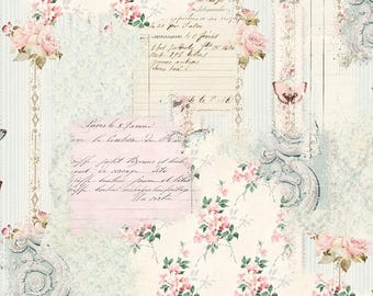 Floral Lattice Parisian Snippets BQ I4296 41 Ecru - Frank Garcia - Blank Quilting -  Priced by the half yard