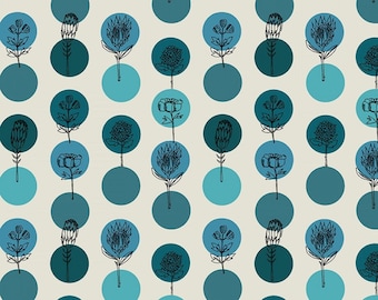 Protea Polka Dots Jaye Bird - 53274 2 Turquoise - Kori Turner Goodhart Windham - Priced by the half yard