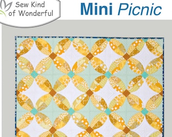 Mini Picnic, Mini 4-Patch Wall Hanging Pattern featuring Mini Quick Curve Ruler - Sew Kind of Wonderful By Jenny Pedigo SKW506 - DIY Pattern