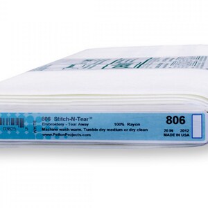 Pellon 806 Stitch-N-Tear Interfacing, Tear Away Stabilizer - White - One Yard, 20-Inch Wide