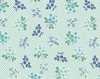 Bee Vintage Leah Floral -  C13078 Blue - Riley Blake Fabrics - Priced by the half yard