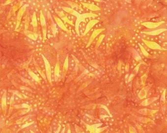 Sunflower Batik 884 152 Tangerine Orange - Hoffman Bali Batik - Priced by the Half Yard