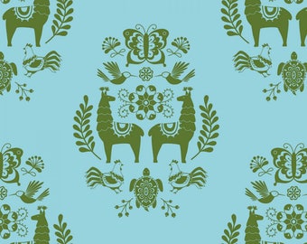 Llama Fabric C 5922 Blue Juxtaposey Medallion Fabric - Betz White Collection,  Riley Blake Designs - Priced by the Half Yard