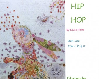 Rabbit Collage Applique - Hip Hop Laura Heine - Rabbit Quilt 22"x35"- DIY Pattern Or Kit Option - full size reusable template pattern