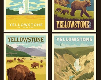 Yellowstone National Park 8796 Fabric Poster - Anderson Design Group for Riley Blake- 4-Patch 36-Inch Panel