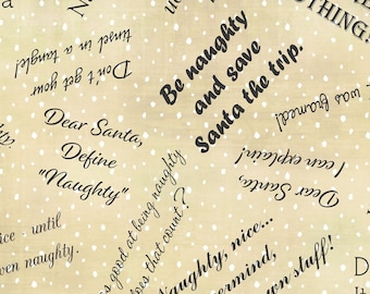 Christmas Cats -  Sayings - In The Beginning Fabric - Jason Yenter 4CHC-1 Cream & Black  -  Priced by the half yard