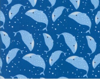 Snuggly Fabric Choose Your Cut Light Blue Whales Minky Michael Miller Polyester 58 wide SMZ7673-LBLU Ocean Soft