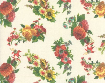 Flea Market Mix - Floral Spray -  Cathe Holden for Moda 7354 11D  Parchment Cream - Priced by the 1/2 yard