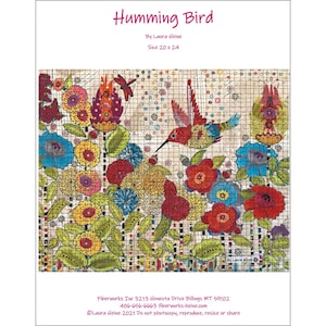 Humming Bird Collage Quilt Laura Heine Fiberworks 20x24 DIY Pattern Or Kit Option reusable template image 1